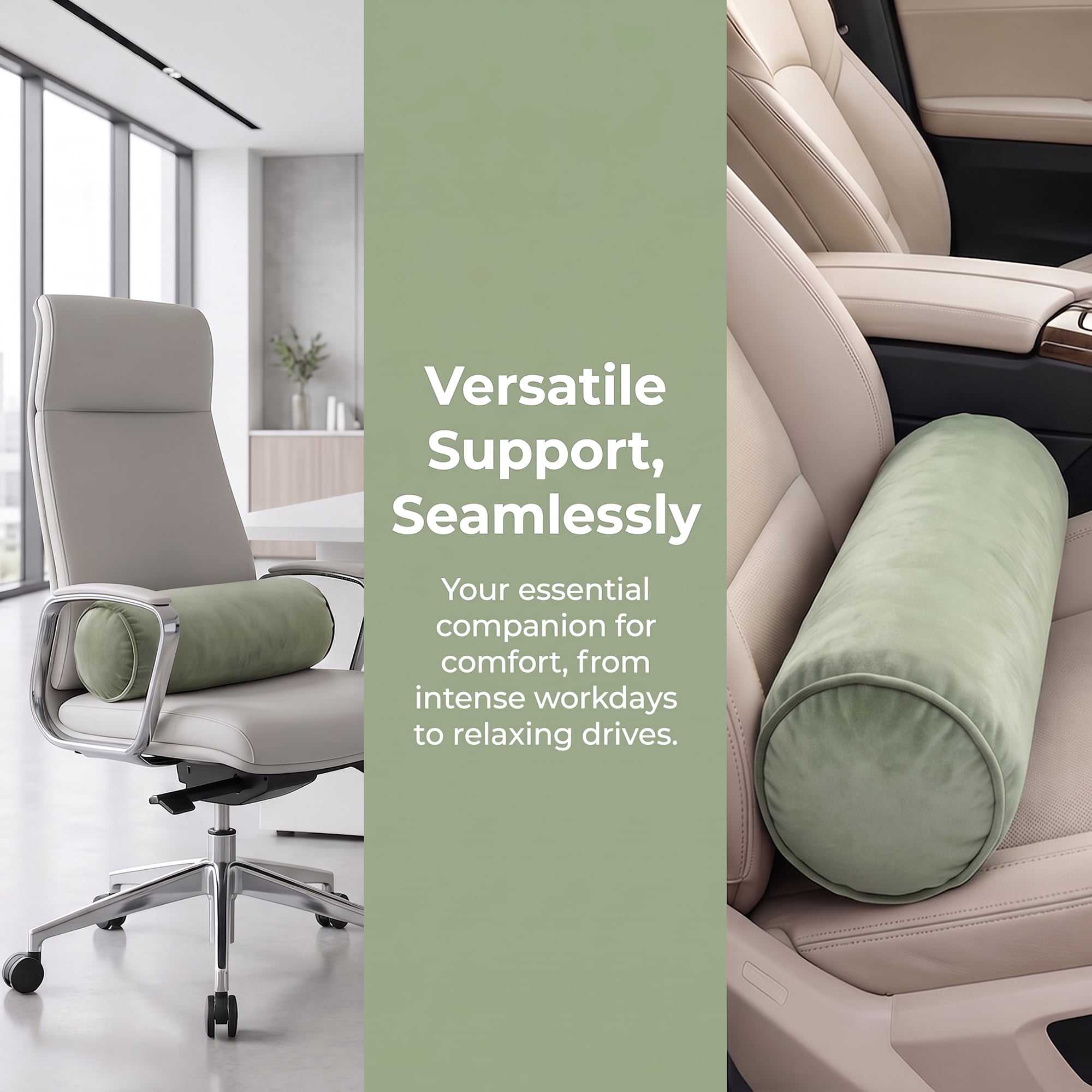 Unique Bargains Lumbar Support Wool Pillow for Back Support Matcha Green 19.7"x6.7"