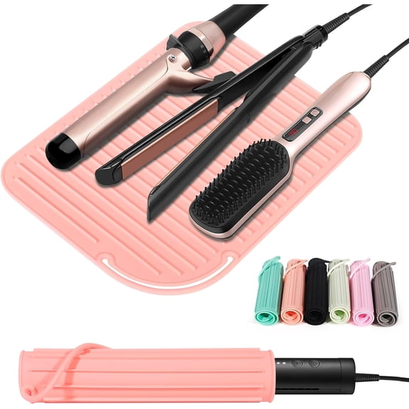 Heat Resistant Mat Large Silicone Hot Hair Tools Holder for Curling Irons Flat Iron Hair Straightener Mat Portable Vanity Pad
