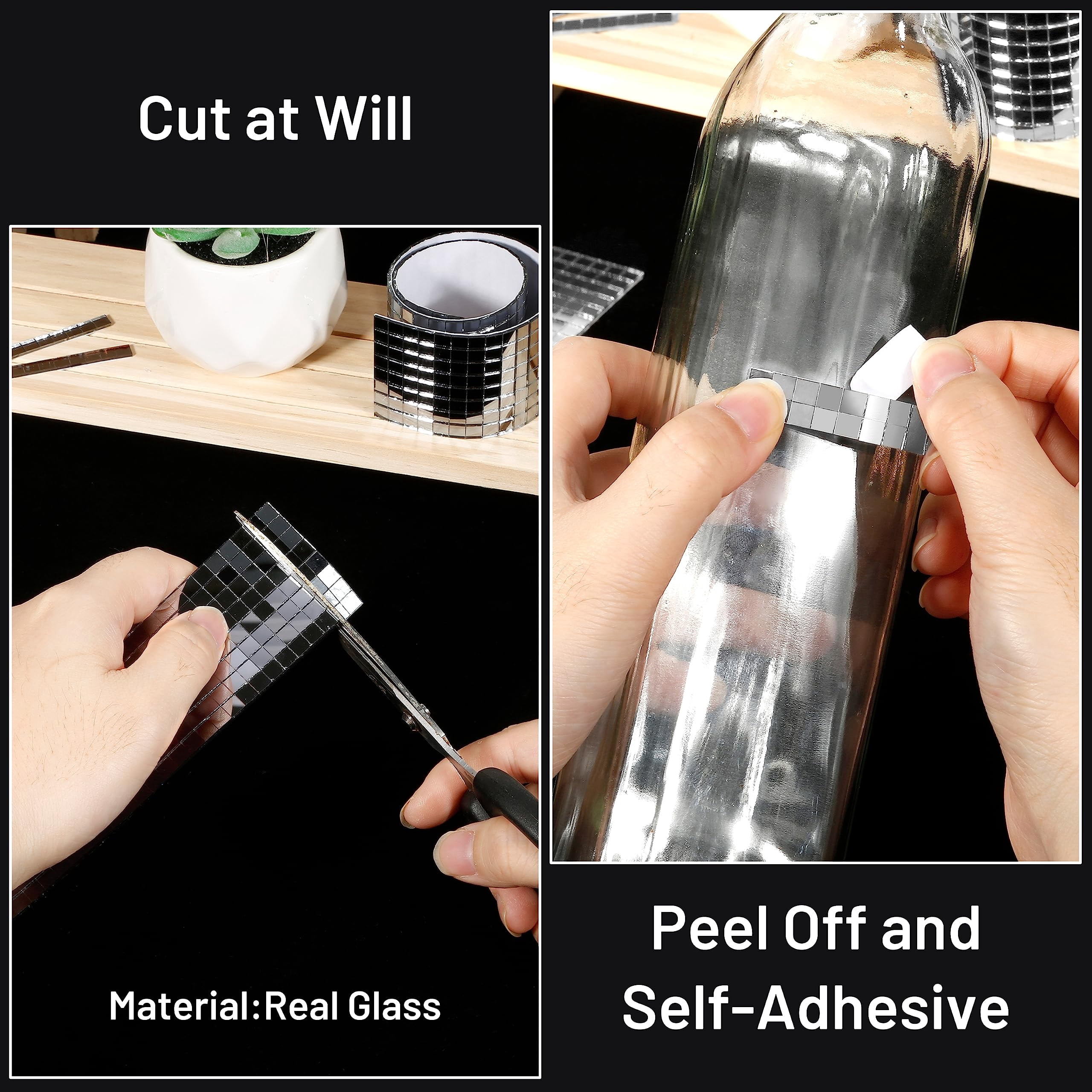 2360 Disco Tiles  5 X 5 Mm Self Adhesive Mirror Real Glass Ball For Crafts Diy Photo Frame Art Collage Interior Decoration (silver-gray)