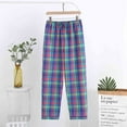 thumbnail image 2 of BLVB Women's Plaid Pajama Pants Casual Comfy Elastic Waist Drawstring Wide Leg Lounge Trouser Sleepwear, 2 of 3