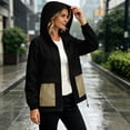 thumbnail image 6 of vdgthytj Rain Jacket Women Long Sleeve Full Zip Color Block Hooded Waterproof Fall Outdoor Outerwear with Pockets(XX-Large,Khaki), 6 of 7