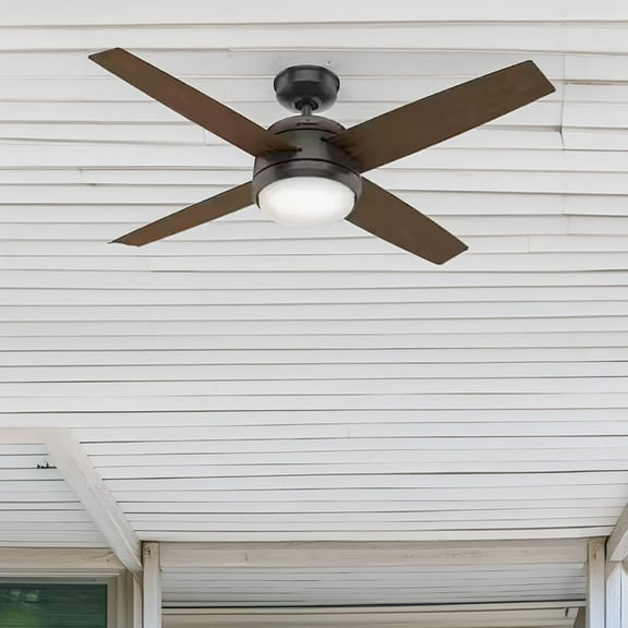 Restored Hunter Fan 52 inch Noble Bronze Indoor/Outdoor Ceiling Fan with Lights for Living Room, Bedroom, Farmhouse, Porch, Kitchen (Refurbished)