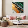 thumbnail image 5 of Teal Orange Marble Wall Art Painting on Canvas, Modern Ink Painting Abstract Canvas Art Home Prints Wall Art Framed Modern Artwork for Living Room Bedroom Wall Decor 12x12in, 5 of 9