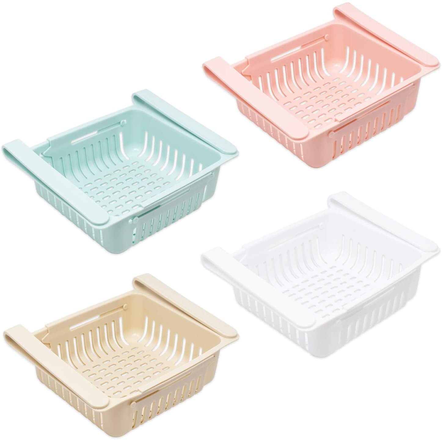 Storage Container Adjustable Plastic Fridge Baskets Pull Out Drawer Organizer