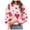 White, variant on Sweater for Women Heart Print Color Block Knitted Long Sleeve Crew Neck Pullover Tops