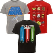Star Wars Big Boys' 3-Pack Short Sleeve T-Shirts Grey Black Red