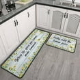 thumbnail image 2 of Lemon Kitchen Rug Decor Set of 2, Washable Microfiber Running Rugs Lemon Decoration Mats 17"x 47" + 17"x 23" (Light Blue), 2 of 7
