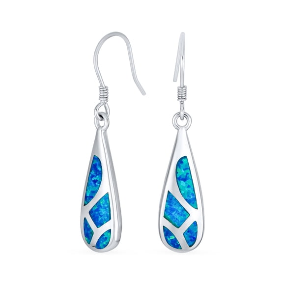 Bling Jewelry Womens Iridescent Opal Teardrop Dangle Gemstone Earrings