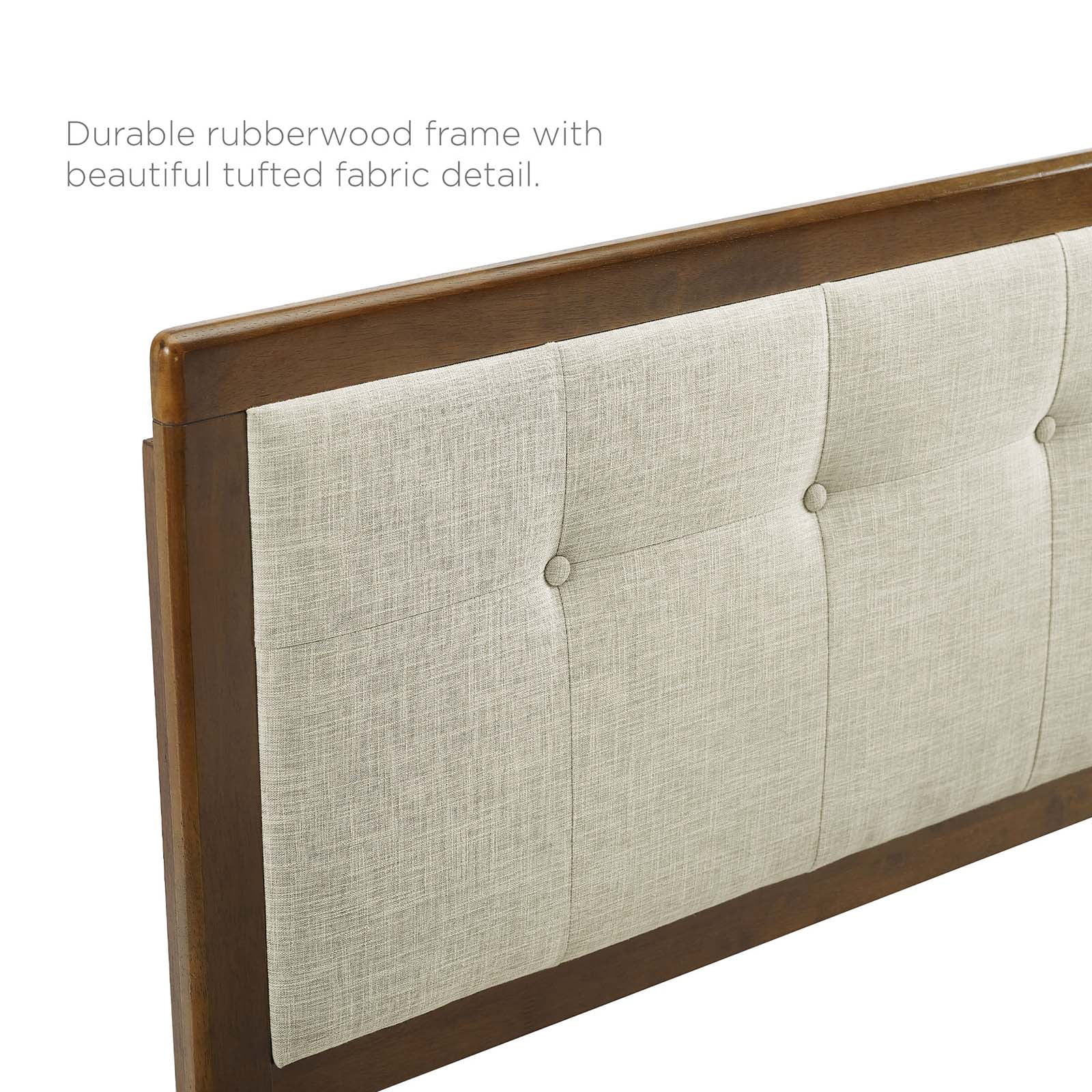 Tufted Headboard, Full Size, Wood, Fabric, Brown Walnut Beige, Modern Contemporary Urban Design, Bedroom Master Guest Suite