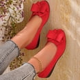 thumbnail image 5 of Miluxas Low Heels Ballet Flats for Women Bow Comfortable Pumps Cute Closed Round Toe Casual Holiday Wedding Party office Work Slip on Shoes Red 6.5(38), 5 of 8