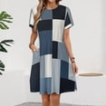 thumbnail image 2 of Vinatge Geometric Abstract Art Gray Black Blue Sundress Short Sleeve Dress Summer Women Clothes Dress for Women Dresses, 2 of 7