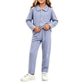 thumbnail image 5 of Lovzfmll Loungewear Set for Boys & Girls, Plaid Fleece Top & Pants, Cozy Home Wear for Big Girls, 14-15 Years, 5 of 7