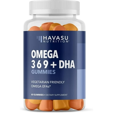 Havasu Nutrition Omega 3 6 9 Gummies | DHA Supplement for Brain Health, 60 ct.