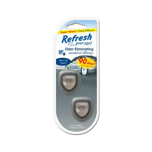 Refresh 09135Z Car Air Freshener Mini Oil Diffuser, New Car Scent, 2Pk