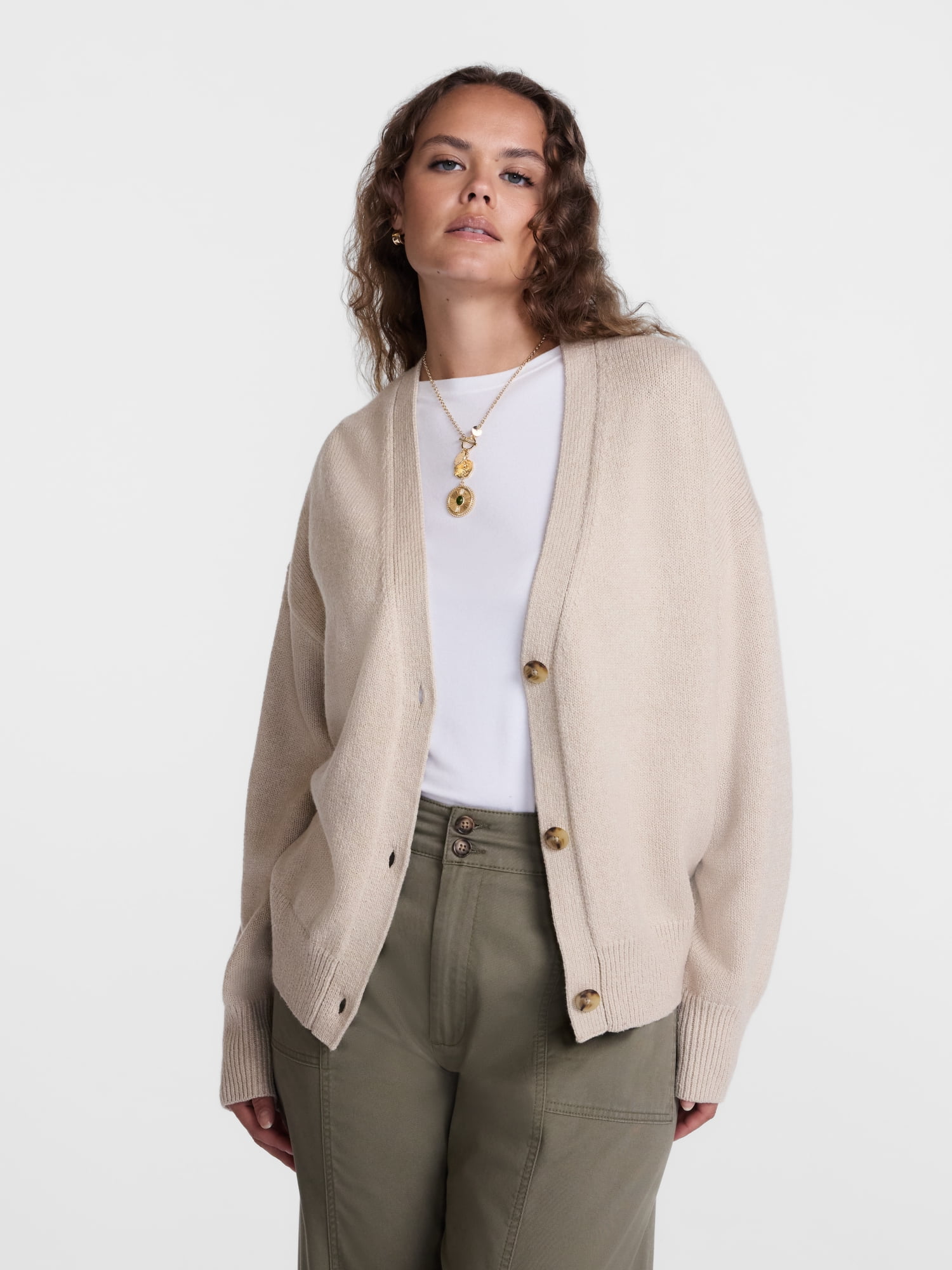 Scenario Women's Button Front Lightweight Cardigan, Sizes XS-XXXL