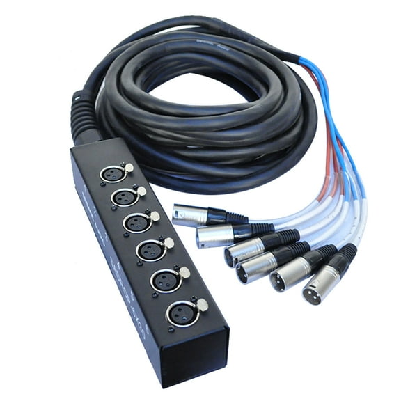 Seismic Audio  6 Channel Drop Snake Cable - 30 Foot Pro Audio Sub Snake Black - SADROP-6x30