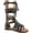 Black, variant on Link Savannah 3K Little Girls Strappy Buckled Fringe Gladiator Flat Sandals
