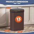 thumbnail image 7 of CL.HPAHKL 13 Gallon Kitchen Trash Can, Touchless Motion Sensor Trash Can 50 Liter High-Capacity Automatic Trash Cans Stainless Steel Garbage Can with Lid for Home Bathroom Bedroom Office, Brown, 7 of 7