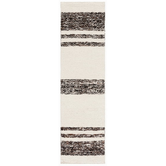 SAFAVIEH Natura Zyana Geometric Striped Runner Rug, Black/Ivory, 2'3" x 8'