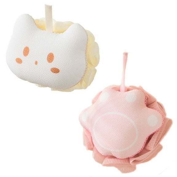 2Pcs Bath Shower Loofah Sponge Pouf Body Scrubber Exfoliator Cats and Cat Claws Wash Sponge