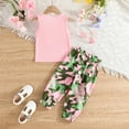 thumbnail image 5 of WIBACKER 2pcs Toddler Baby Girls Casual Outfit 1-6T Letter/Groovy Sleeveless Vest Tops Cargo Pants Summer Clothes, 5 of 9