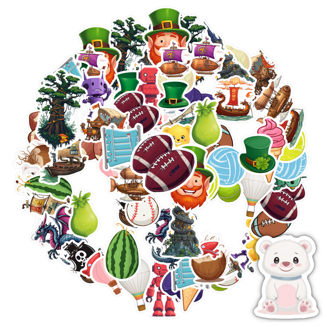 35pcs-50pcs Cute Stickers Robot Stickers Candy Stickers Dragon Stickers Balloon Stickers for Laptops Suitcases
