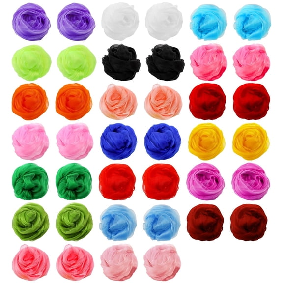 40 Pack Colorful Dance Scarves for Kids, 20 Colors Square Juggling Scarf Actives Scarves, 24 x 24 Inch Soft Ribbon Music Scarves Rhythm Scarves for Children Movement Play