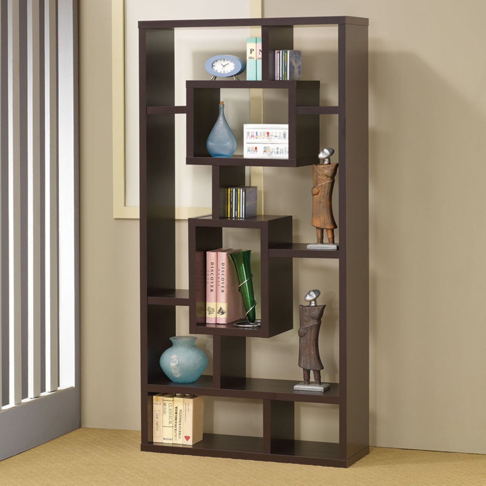 Coaster Cappuccino Interlocking Bookcase Com