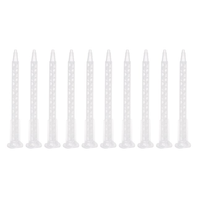 10 Piezas Epoxi Tubos Estático Mezclador, 4.17 Pulgadas Plástico Resina Mezcladora Boquilla Plana Hebilla para AB Pegamento Adhesivo Pistola Aplicador 50ml Cartuchos, Blanco