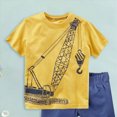 thumbnail image 6 of Toddler Boy Outfit Set Toddler Baby Boy Crane Construction Print Short Sleeve T-Shirt & Solid Shorts 2-Piece Summer Outfit Toddler Boy Summer Clothes, 6 of 6