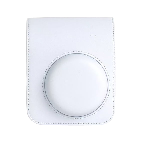 Elegant PU Leather Camera Case for Fujifilm Instax Mini 12, Instant Film Camera Protective Bag with Adjustable Strap, Anti-Scratch Cover (White)