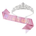 thumbnail image 1 of Juego de Corona tiara cumpleaños Unique Bargains diademas reina tono plateado rosa, 1 of 8