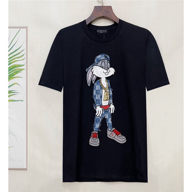 BALENC1AGA Men's Nuevo Conejo De Dibujos Animados Bordado Cuello Redondo Manga Corta T-shirt-4XL 亚洲 尺 码