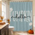 thumbnail image 6 of Blue Fall Pumpkins Shower Curtains for Bathroom, Thanksgiving Autumn Modern Plaid Waterproof Fabric Shower Curtain, Decorative Bathroom Curtain for Bathtub, 36"x72", No Hooks Included, 6 of 9