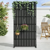 MAYEERTY 72 × 35in Outdoor Privacy Screen with Stand Metal Balcony Decorative Screen, Black