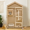 thumbnail image 2 of MCombo Wooden Cat House for Indoor Cats, Cat Villa with Cat Entrance, Cat Catio with Lockable Doors & Wheels CT291, 2 of 5