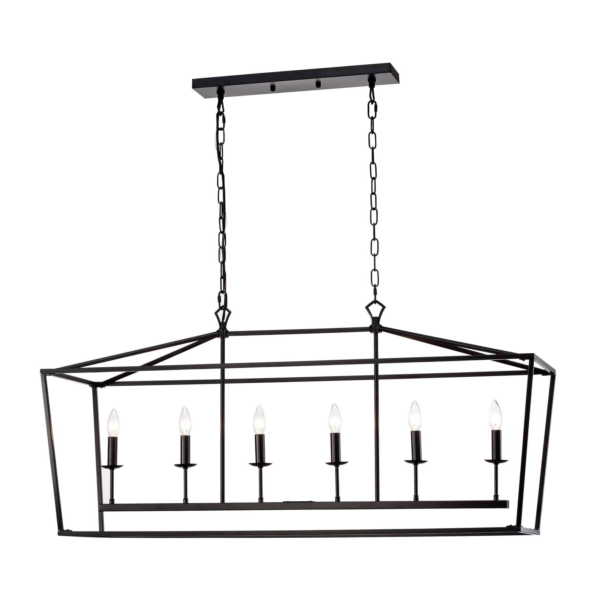 Warehouse of Tiffany PD007/6MB Jayce 22.8 in. 6-Light Indoor Matte Black Finish Chandelier with Light Kit