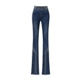 thumbnail image 1 of Pantalones vaqueros de mezclilla de moda para mujer, largos, estilo urbano, cintura alta, cómodos azul oscuro, 1 of 9