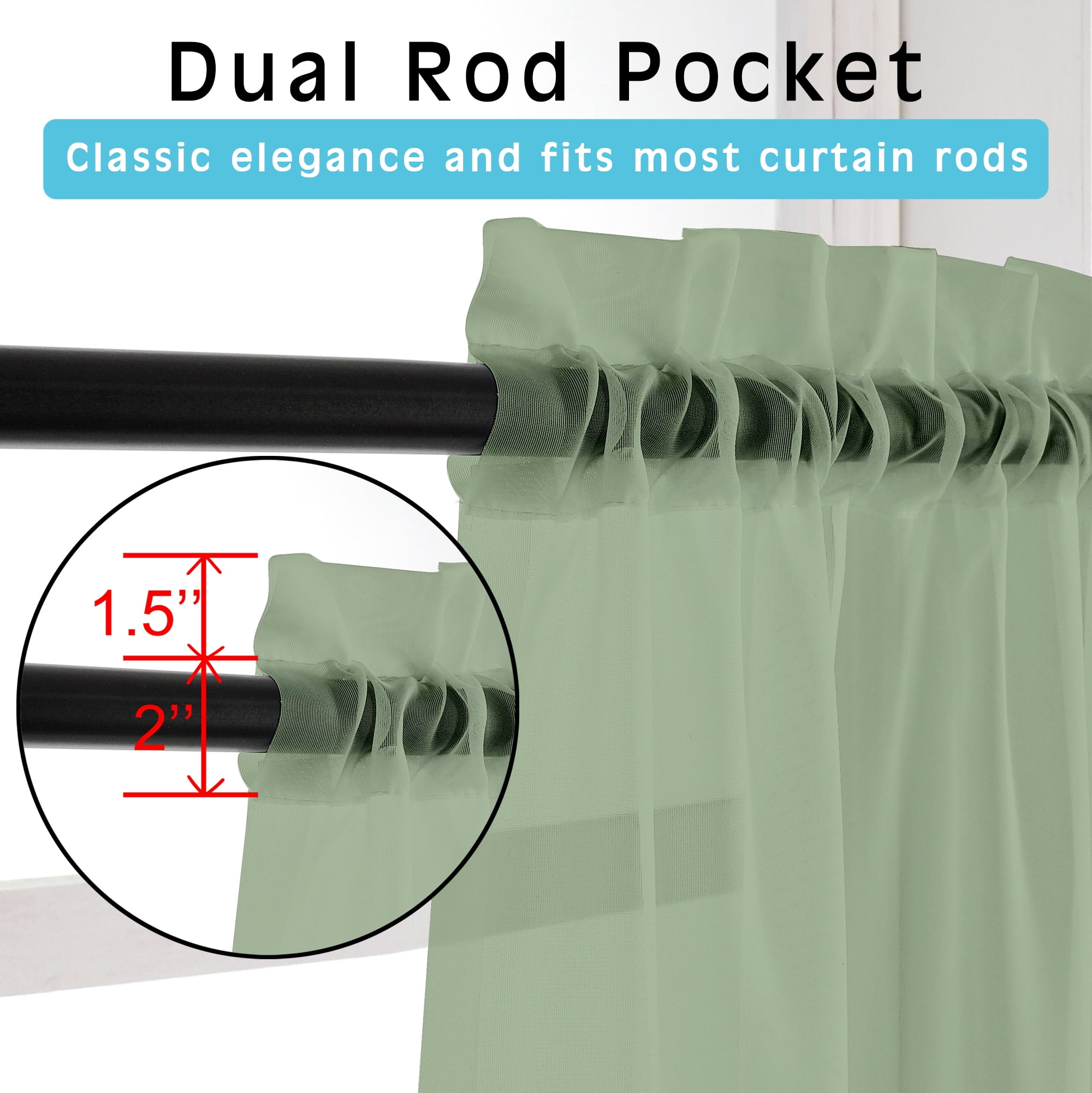 OVZME Short Sheer Kitchen Curtains 2 Pieces, Light Filtering Small Window Curtains Treatment for Bat(图2)