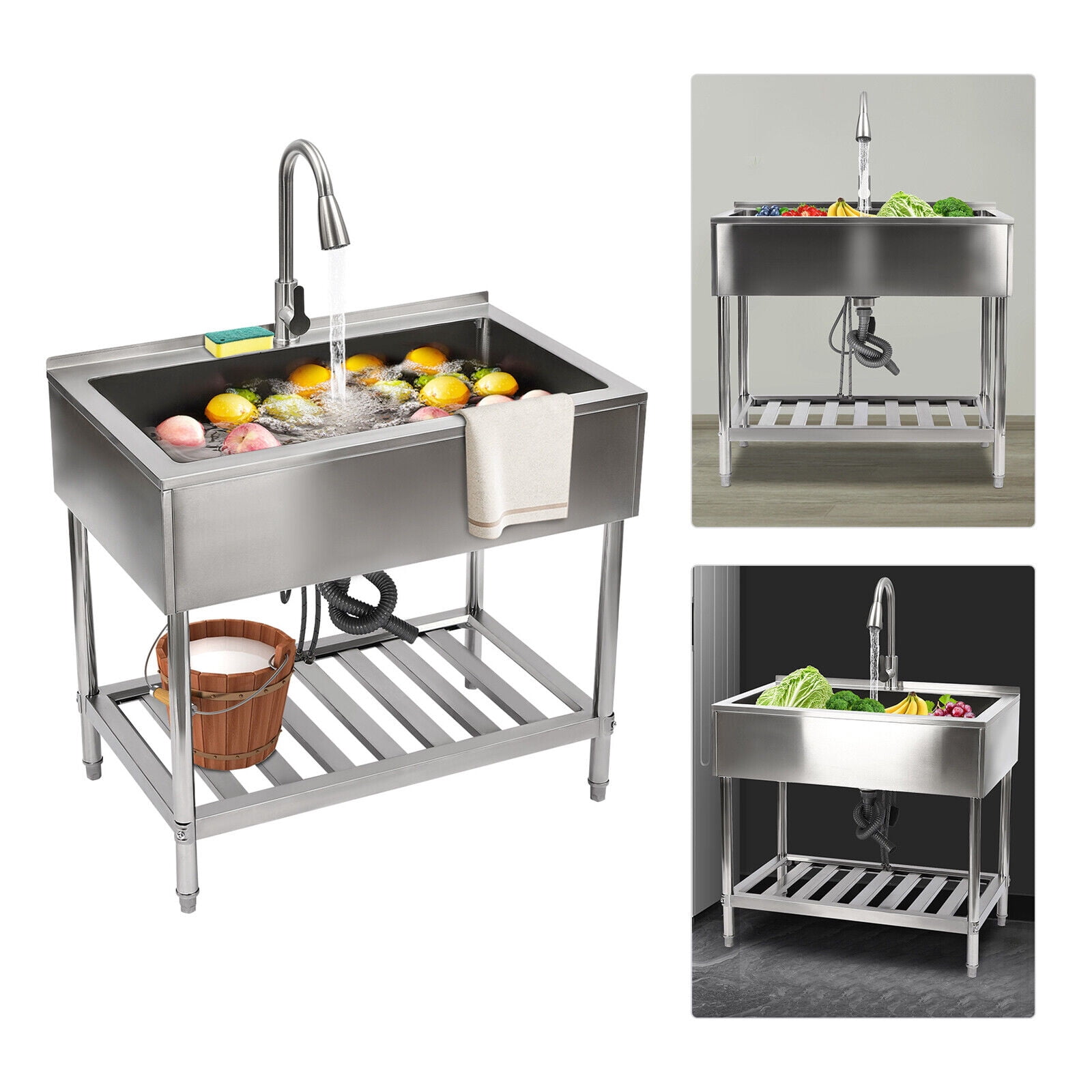 Stainless Steel Utility Sink Commercial Restaurant Laundry Sink Kitchen Sink