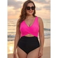 thumbnail image 6 of MOYIKO One Piece Swimsuits for Women Tummy Control High Waisted Bathing Suit Sexy V Neck Wrap Tie Back 1 Piece Swimsuit, 6 of 7