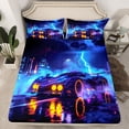 thumbnail image 2 of Feelyou Extreme Racing Car Twin Sheet Sets, Modern Speed Sports Twin Fitted Sheet, Teens Boys Girls Kids Flat Sheet, Breathable Home Decor, 3-Piece, 2 of 7