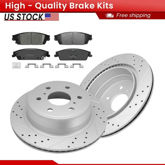 ACB ZONE 6PCS Rear Brake Kits, Drilled Slotted Disc Brake Rotors   Ceramic Brake Pads for Cadillac Chevrolet GMC
