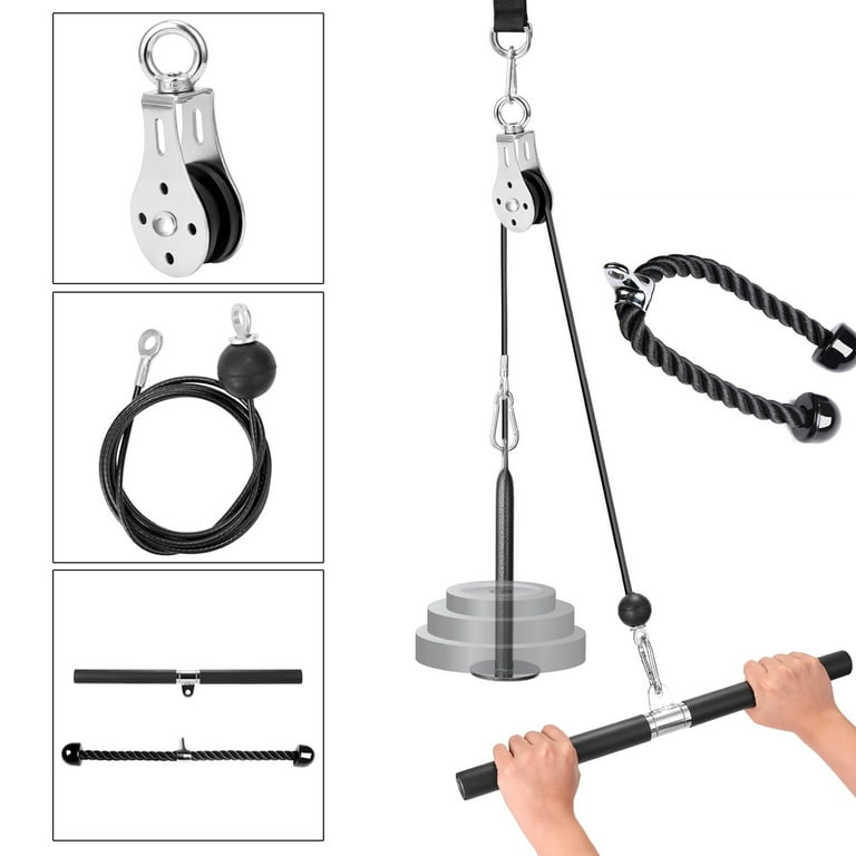 Lixada DIY Pulley Rope Fitness System Self Made Fitness Apparatus Strength Training Equipment Pull Down Pulley Rope Fitness System Tricep Fitness Equipment Walmart