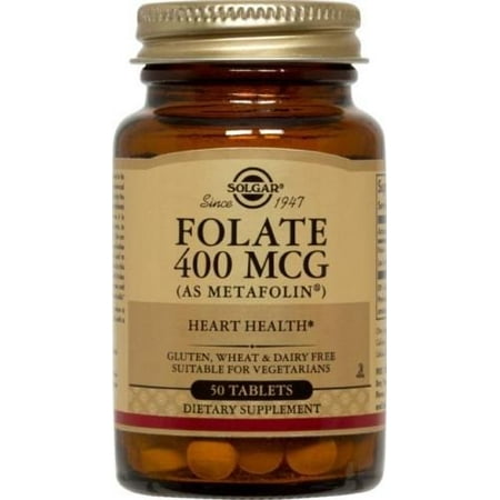 Solgar Folate 400 mcg (as Metafolin) Tablets, 50 Ct