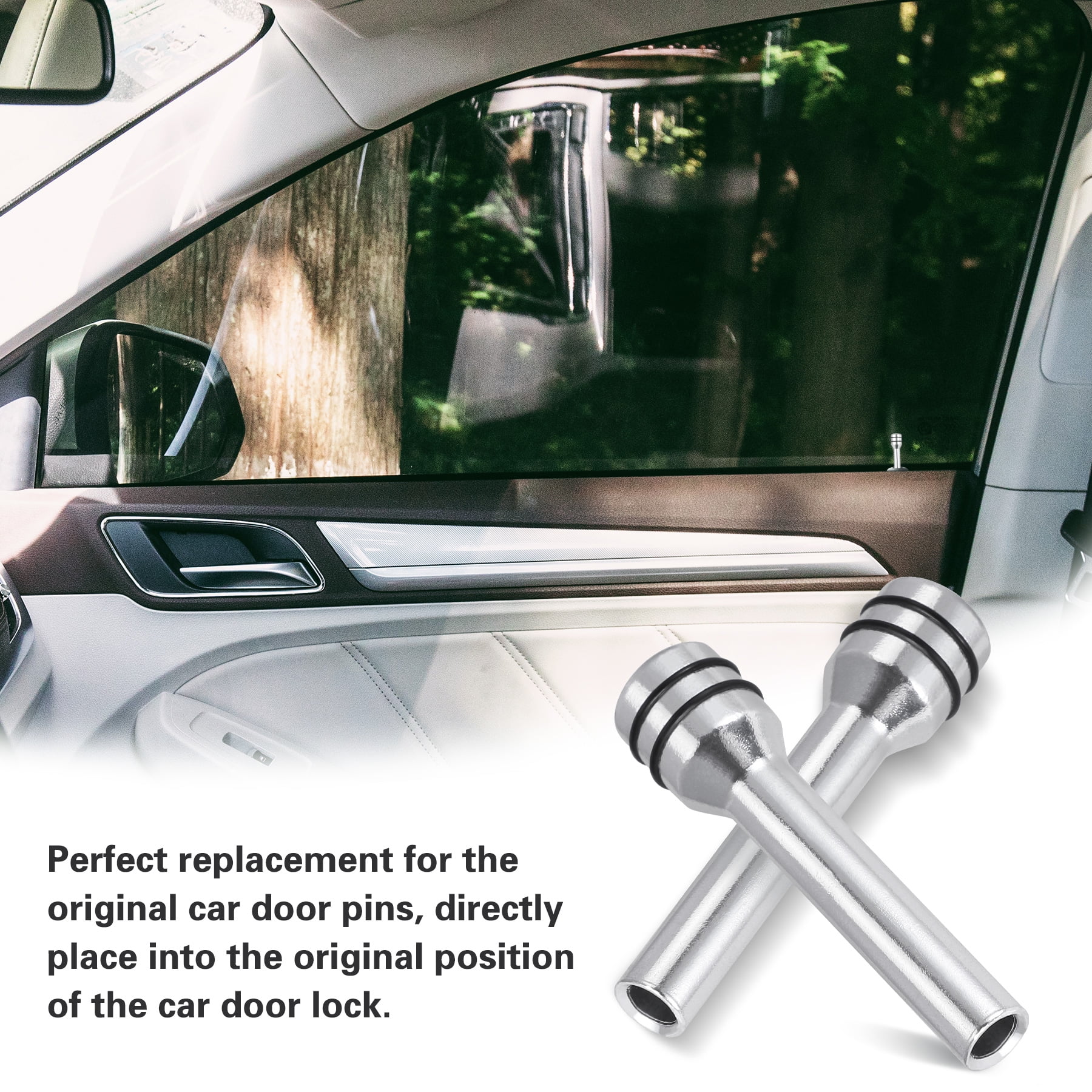 Ocamo 49mm Safety Door Lock Pin Aluminum Alloy Door Knob for Car Silver-one Pair 