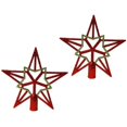 thumbnail image 3 of Bienvenido 2 piezas de estrella para la punta del árbol de Navidad, estrella dorada con purpurina, decoración para el árbol de Navidad (rojo + dorado), aprox. 19 cm, 3 of 7