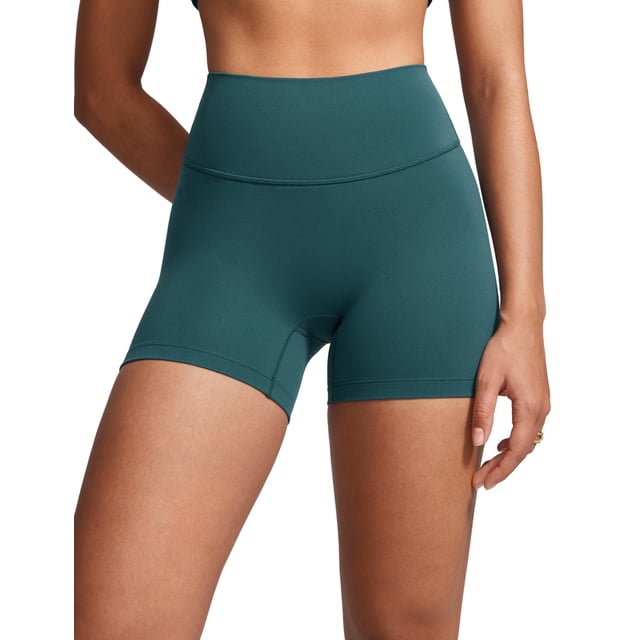 Shorts INGIA Cintura Alta Sin Costura Frontal 4" Verde Talla L