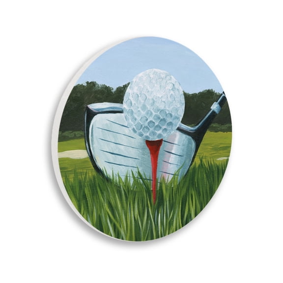 Stupell Industries Golf Tee Close Up Field Green Sports Painting,12 x 12,Design By Grace Popp