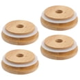 thumbnail image 3 of MasteelfCA 4pcs Mason Jar Lids with Straw Hole Reusable Bamboo Lids for Beer Can Glass, 3 of 8